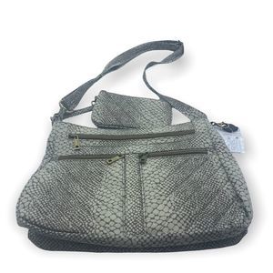 NWOT Travelon Gray snakeskin print Adjustable strap Bag with matching case